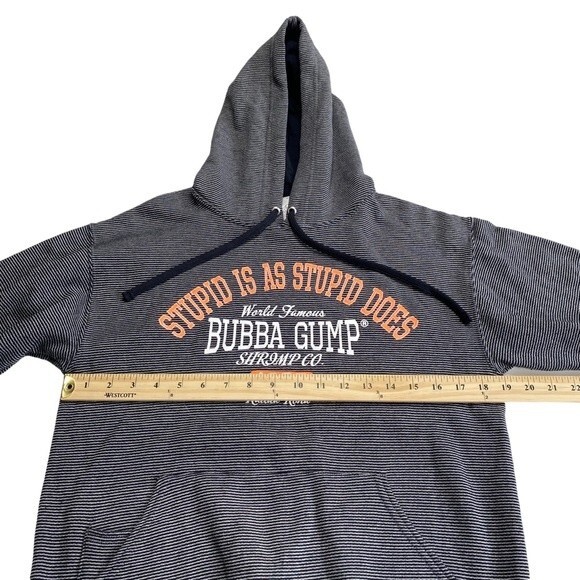 Bubba Gump Stupid Is As Stupid Does Fleece Lined Striped Hoodie Sz S - Picture 4 of 10